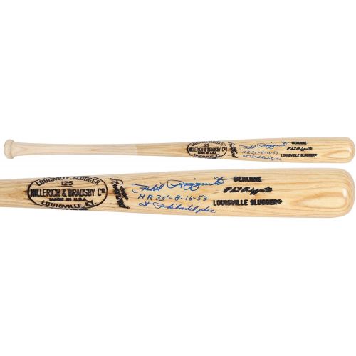  Sports Memorabilia Phil Rizzuto New York Yankees Autographed Blonde Louisville Slugger Bat withHR #35 Multiple Inscriptions - Autographed MLB Bats