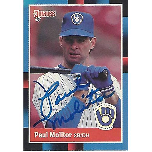  Sports Memorabilia PAUL MOLITOR -3B/2B- #4 (BREWERS) 7 TIME ALL-STAR, 4 TIME SILVER SLUGGER, and HOF - MLB Career 1978 thru 1998 - Signed 1988 DONRUSS CARD - Baseball Slabbed Autographed Cards