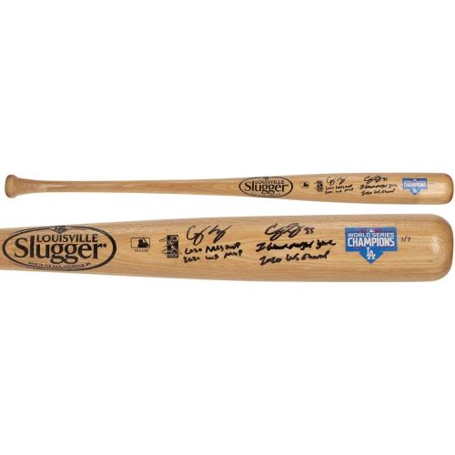  Sports Memorabilia Mookie Betts Los Angeles Dodgers 2020 MLB World Series Champions Autographed Louisville Slugger Champions Logo Bat with Multiple Inscriptions - Limited Edition of 10 - Autographed