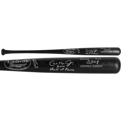  Sports Memorabilia Cal Ripken Jr. Baltimore Orioles Autographed Louisville Slugger Black Game Model Bat with2007 Hall of Fame Inscription - GTSM - Autographed MLB Bats