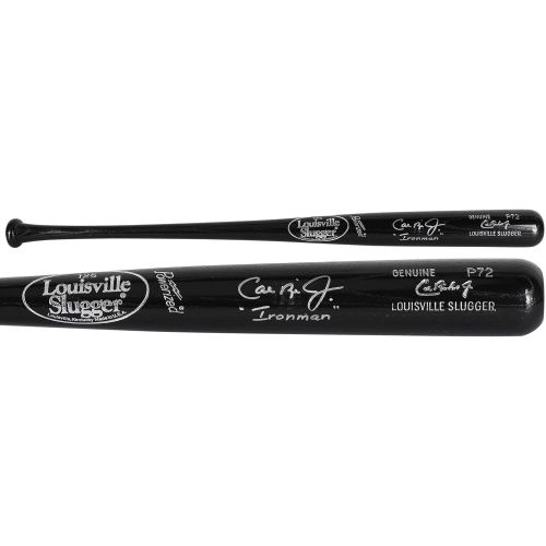  Sports Memorabilia Cal Ripken Jr. Baltimore Orioles Autographed Black Louisville Slugger Game Model Bat withIronman Inscription - Autographed MLB Bats