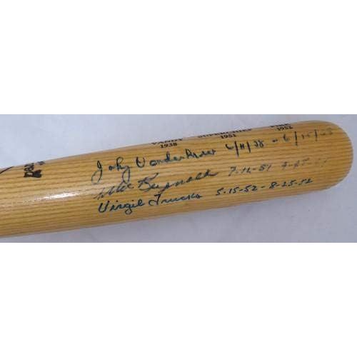  Sports Memorabilia Johnny Vander Meer, Allie Reynolds & Virgil Trucks Autographed Louisville Slugger Bat Two Time No Hit Pitchers Beckett BAS #A88578 - Autographed MLB Bats