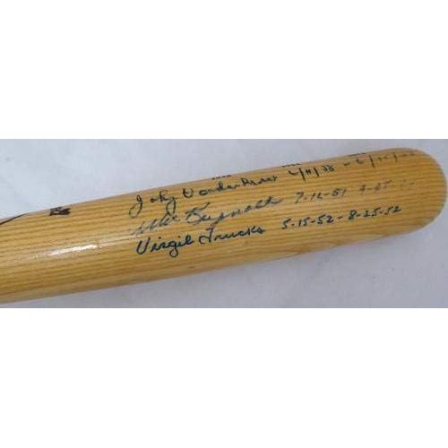  Sports Memorabilia Johnny Vander Meer, Allie Reynolds & Virgil Trucks Autographed Louisville Slugger Bat Two Time No Hit Pitchers Beckett BAS #A88578 - Autographed MLB Bats