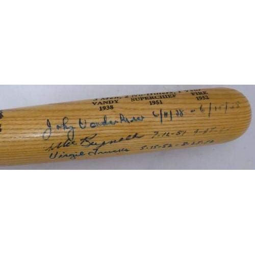  Sports Memorabilia Johnny Vander Meer, Allie Reynolds & Virgil Trucks Autographed Louisville Slugger Bat Two Time No Hit Pitchers Beckett BAS #A88578 - Autographed MLB Bats