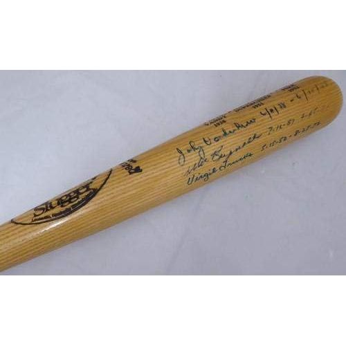  Sports Memorabilia Johnny Vander Meer, Allie Reynolds & Virgil Trucks Autographed Louisville Slugger Bat Two Time No Hit Pitchers Beckett BAS #A88578 - Autographed MLB Bats