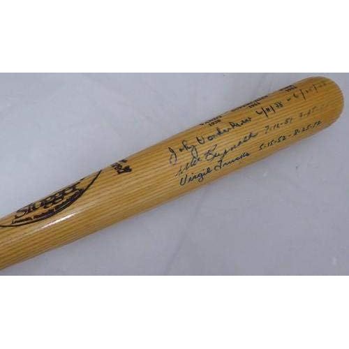  Sports Memorabilia Johnny Vander Meer, Allie Reynolds & Virgil Trucks Autographed Louisville Slugger Bat Two Time No Hit Pitchers Beckett BAS #A88578 - Autographed MLB Bats