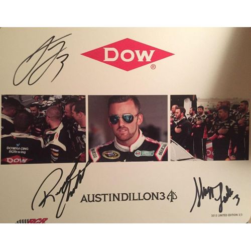  Sports Memorabilia Austin Dillon, Richard Childress & Slugger Labbe Signed Autographed Hero Card - Autographed NASCAR Cards