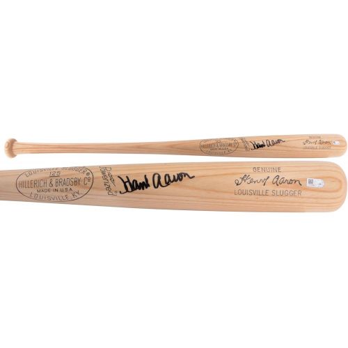  Sports Memorabilia Hank Aaron Atlanta Braves Autographed Louisville Slugger Game Model Bat - Autographed MLB Bats