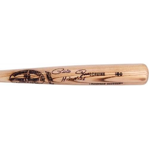  Sports Memorabilia Pete Rose Cincinnati Reds Autographed Louisville Slugger Blonde Bat withHit King Inscription - Autographed MLB Bats