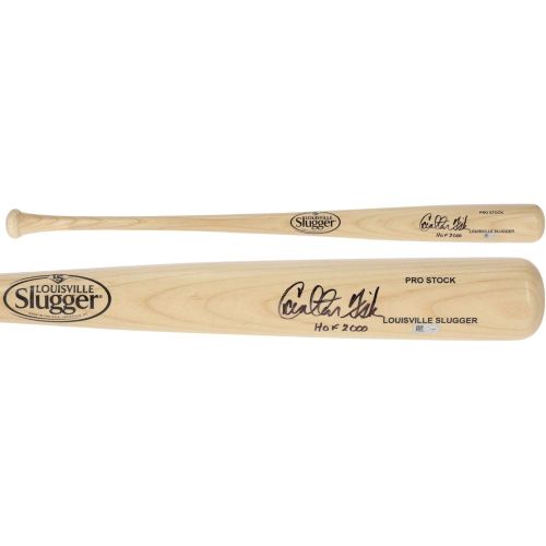  Sports Memorabilia Carlton Fisk Boston Red Sox Autographed Blonde Louisville Slugger Bat withHOF 2000 Inscription - Autographed MLB Bats