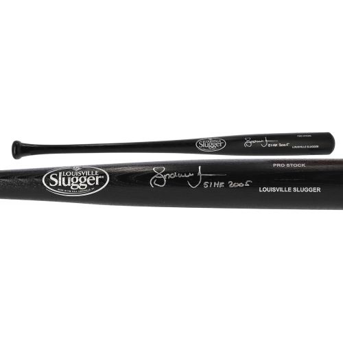  Sports Memorabilia Andruw Jones Atlanta Braves Autographed Louisville Slugger Black Bat with51 HR 2005 Inscription - Autographed MLB Bats