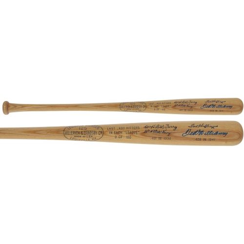  Sports Memorabilia Ted Williams & Bill Terry Boston Red Sox Autographed Louisville Slugger Bat - JSA - Autographed MLB Bats