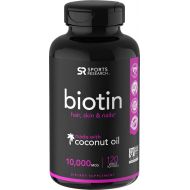 [아마존 핫딜]  [아마존핫딜]Sports Research Biotin (10,000mcg) with Organic Coconut Oil | Supports Healthy Hair, Skin & Nails | Non-GMO...
