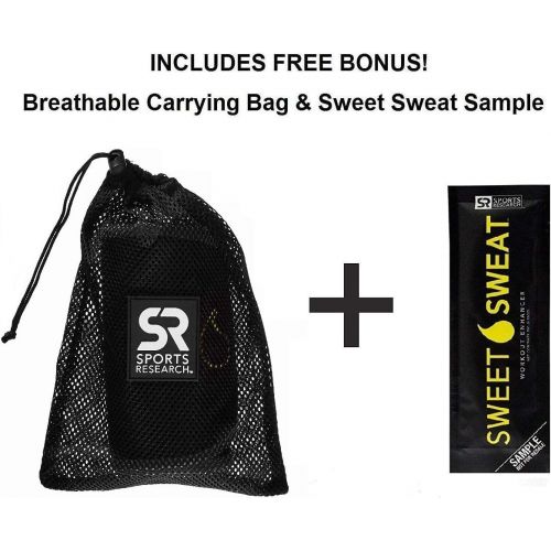  [아마존 핫딜] Sports Research Sweet Sweat Premium Waist Trimmer (Yellow Logo) for Men & Women. Includes Free Sample of Sweet Sweat Gel!
