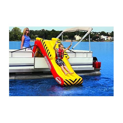  SportsStuff Spillway Dock Slide, Boat Slide, Inflatable Pontoon Slide, Yellow, Red Large