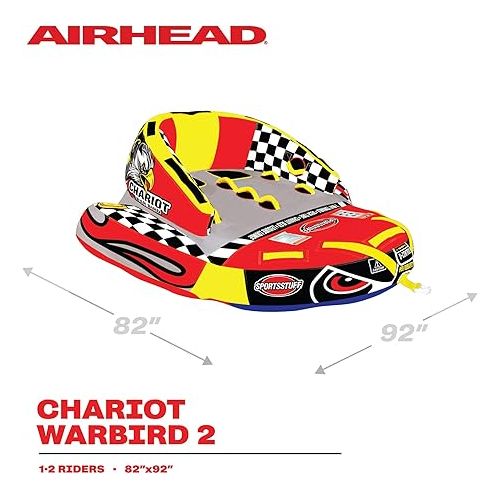  Sportsstuff Chariot Warbird 2, 1-2 Rider Towable Tube for Boating with Dual Tow Points