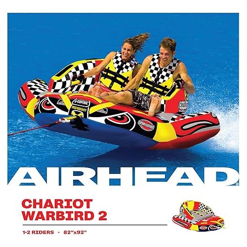  Sportsstuff Chariot Warbird 2, 1-2 Rider Towable Tube for Boating with Dual Tow Points