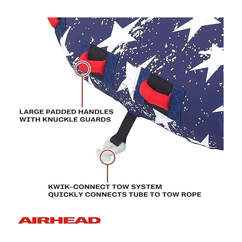  Airhead Stars and Stripes 2, 1-2 Rider Towable Tube for Boating