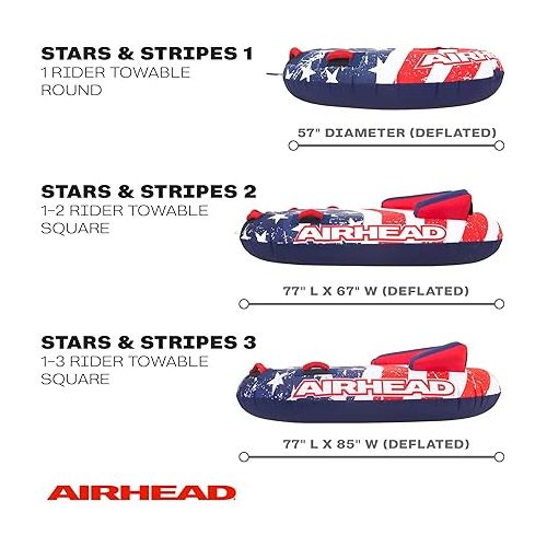  Airhead Stars and Stripes 2, 1-2 Rider Towable Tube for Boating