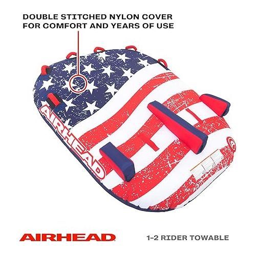  Airhead Stars and Stripes 2, 1-2 Rider Towable Tube for Boating