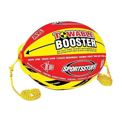  SportsStuff Booster Ball, Towable Tube Rope Performance Ball & Airhead Heavy Duty Tow Harness for 1-4 Rider Towable Tubes, Water Skis, Wakesurf Boards and Wakeboards, 16-Feet