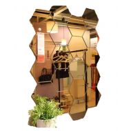 Sportskindom 16x18cm x 7pcs Extra Big 3D Modern Mirror Geometric Hexagon Acrylic Wall Sticker Art DIY Decoration (Silver)