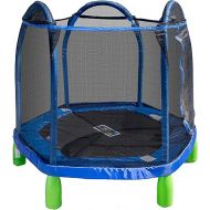 Sportspower Outdoor My First Kids Trampoline with Safety Enclosure Net and Foam Pad, 7FT Round - Blue/Green