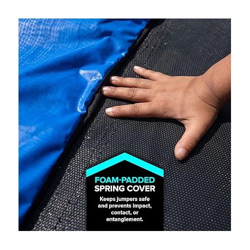  Sportspower Outdoor My First Kids Trampoline with Safety Enclosure Net and Foam Pad, 7FT Round - Blue/Green