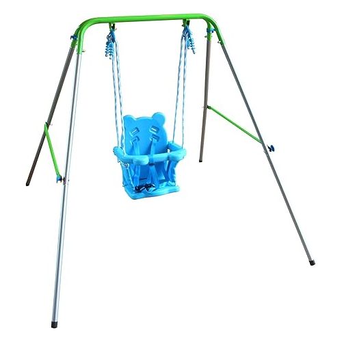  Sportspower My First Toddler Swing - Heavy-Duty Baby Indoor/Outdoor Swing Set with Safety Harness, Blue, 52