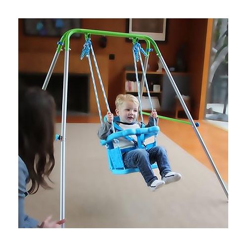  Sportspower My First Toddler Swing - Heavy-Duty Baby Indoor/Outdoor Swing Set with Safety Harness, Blue, 52