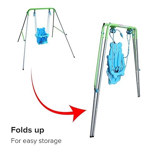  Sportspower My First Toddler Swing - Heavy-Duty Baby Indoor/Outdoor Swing Set with Safety Harness, Blue, 52