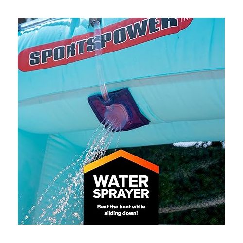  Sportspower My First Inflatable Water Slide - Heavy-Duty Outdoor Slide with Water Cannon and Splash Pool with Blower, 186