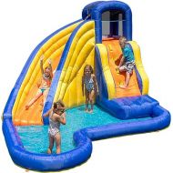 Sportspower Big Wave 2 Inflatable Outdoor Water Slide with Splash Pool and Climbing Wall with Blower