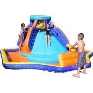 Sportspower Battle Ridge Inflatable Water Slide with Water Cannons and Climbing Wall with Blower