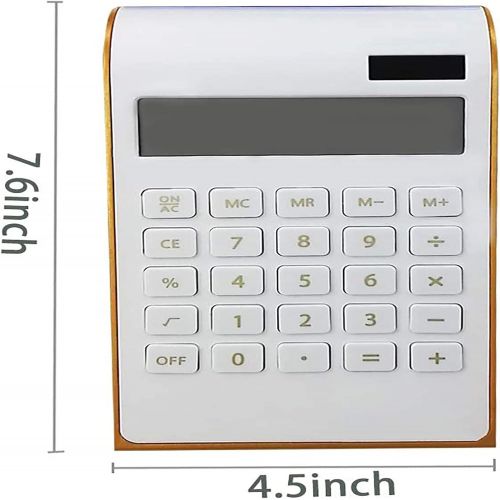  Calculator, 10 Digits Solar Battery Basic, Dual Powered Desktop Calculator, Tilted LCD Display, Inclined Design Slim Desk Calculator by Sportsvoutdoors (White)