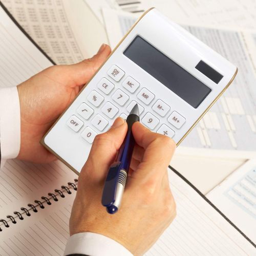  Calculator, 10 Digits Solar Battery Basic, Dual Powered Desktop Calculator, Tilted LCD Display, Inclined Design Slim Desk Calculator by Sportsvoutdoors (White)