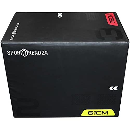  [아마존베스트]Sporttrend 24 - Plyo wooden box with PVC sheath, black, 60 x 50 x 75 cm, maximum load 200 kg, jump box, jump box for cross training and body workouts.