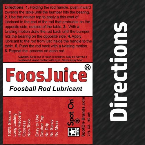  Spot On FoosJuice 100% Silicone Foosball Rod Lubricant with Dauber Top Applicator - The Clean and Easy to Use Lube