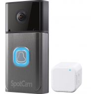 SpotCam Wi-Fi Enabled Battery Powered 180 Degree HD 1080P Video Doorbell in Metallic Grey