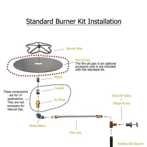  Spotix HPC Round Fire Pit Burner Kit (FP24KIT-NG-MSCB), 24-Inch Burner, Match Light, Cold Rolled Steel, Natural Gas