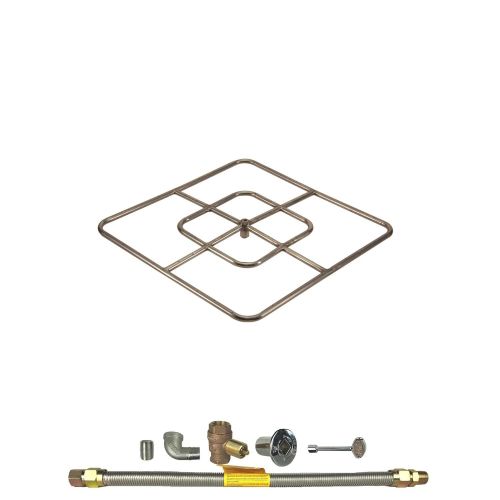  Spotix HPC Square Fire Pit Burner Kit (FPSSQ24KIT-NG-MSCB), 24x24-Inch Burner, Match Light, Natural Gas