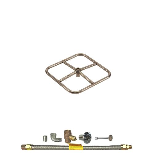  Spotix HPC Square Fire Pit Burner Kit (FPSSQ18KIT-NG-MSCB), 18x18-Inch Burner, Match Light, Natural Gas