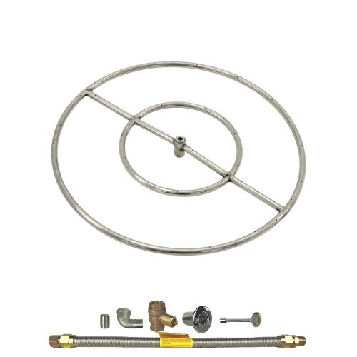  Spotix HPC Round Fire Pit Burner Kit (FPS24HCKIT-NG-MSCB), 24-Inch Burner, High Capacity, Match Light, Natural Gas