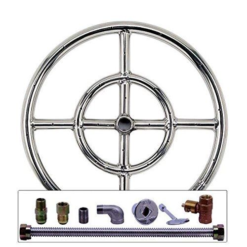  Spotix AFG Round Fire Pit Burner Kit (SS-FR-12KIT-LP-MSCB), 12-Inch Burner, Match Light, Propane