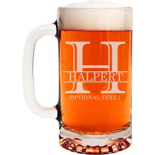  [아마존베스트]Spotted Dog Company Personalized Etched Monogram 16oz Glass Beer Mug | Halpert