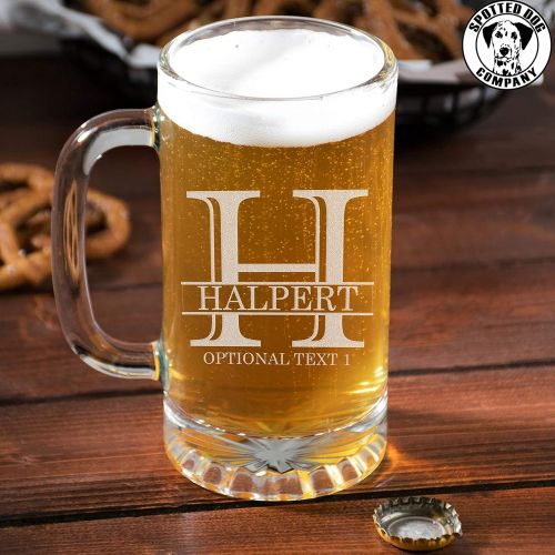  [아마존베스트]Spotted Dog Company Personalized Etched Monogram 16oz Glass Beer Mug | Halpert