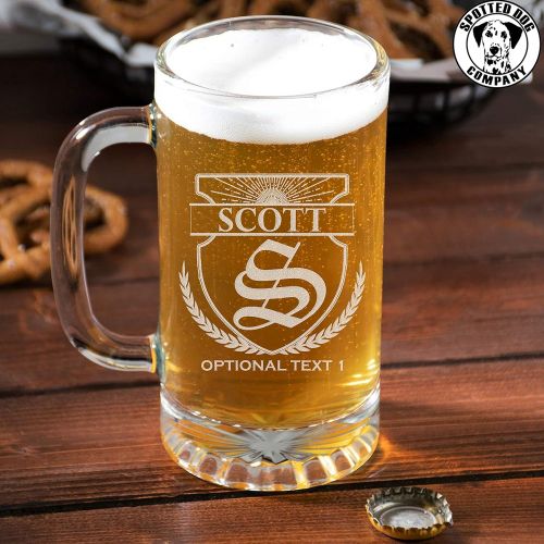  [아마존베스트]Spotted Dog Company Personalized Etched Monogram 16oz Glass Beer Mug