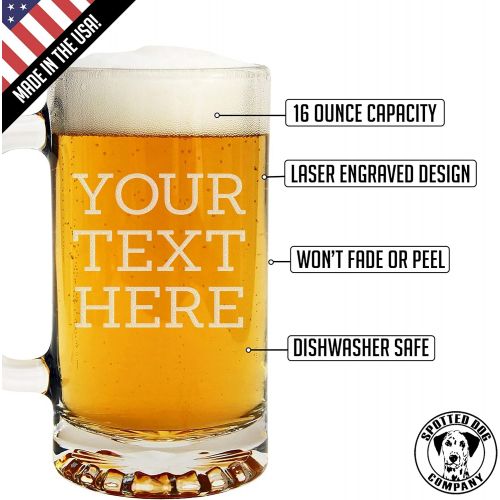  [아마존베스트]Spotted Dog Company Personalized Etched Custom Message 16oz Glass Beer Mug