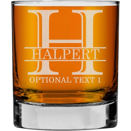  [아마존베스트]Spotted Dog Company Personalized Etched Monogram 10.25oz Whiskey Rocks Glass | Halpert