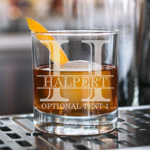  [아마존베스트]Spotted Dog Company Personalized Etched Monogram 10.25oz Whiskey Rocks Glass | Halpert